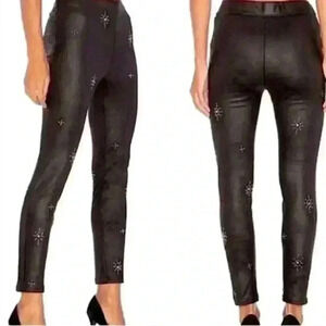 NWOT Free People Start Studded Skinny Vegan Leather Black Embellished Pants 27